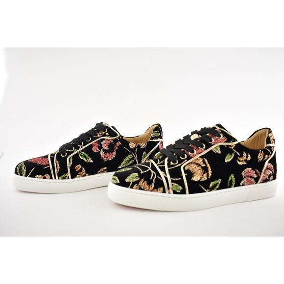 Christian Louboutin Vieira Orlato Flat Black Velvet Lace Up Low Top Sneaker 41 - Picture 10 of 12